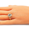 Anillo Multi Piedra 01.210.0120.08 Oro Laminado, con Amatista and Blanca Zirconia Cubica, Pulido, Tono Dorado (Size 8)