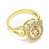 Anillo Multi Piedra 01.210.0120.1.08 Oro Laminado, con Rosado and Blanca Zirconia Cubica, Pulido, Tono Dorado (Size 8)