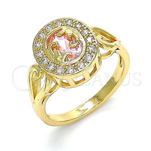 Anillo Multi Piedra 01.210.0120.1.08 Oro Laminado, con Rosado and Blanca Zirconia Cubica, Pulido, Tono Dorado (Size 8)