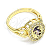 Anillo Multi Piedra 01.210.0120.09 Oro Laminado, con Amatista and Blanca Zirconia Cubica, Pulido, Tono Dorado (Size 9)