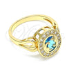 Anillo Multi Piedra 01.210.0120.2.09 Oro Laminado, con Topacio Azul and Blanca Zirconia Cubica, Pulido, Tono Dorado (Size 9)