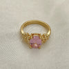 Anillo Multi Piedra 01.210.0121.1.06 Oro Laminado, Diseño de Flor, con Rosado Zirconia Cubica, Pulido, Tono Dorado (Size 6)