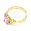 Anillo Multi Piedra 01.210.0121.1.09 Oro Laminado, Diseño de Flor, con Rosado Zirconia Cubica, Pulido, Tono Dorado (Size 9)