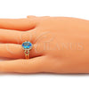 Anillo Multi Piedra 01.210.0122.2.06 Oro Laminado, Diseño de Corazón, con Topacio Azul and Blanca Zirconia Cubica, Pulido, Tono Dorado (Size 6)