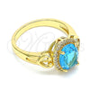 Anillo Multi Piedra 01.210.0122.2.06 Oro Laminado, Diseño de Corazón, con Topacio Azul and Blanca Zirconia Cubica, Pulido, Tono Dorado (Size 6)