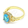 Anillo Multi Piedra 01.210.0122.2.06 Oro Laminado, Diseño de Corazón, con Topacio Azul and Blanca Zirconia Cubica, Pulido, Tono Dorado (Size 6)