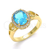 Anillo Multi Piedra 01.210.0122.2.06 Oro Laminado, Diseño de Corazón, con Topacio Azul and Blanca Zirconia Cubica, Pulido, Tono Dorado (Size 6)