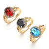 Anillo Multi Piedra 01.210.0122.2.06 Oro Laminado, Diseño de Corazón, con Topacio Azul and Blanca Zirconia Cubica, Pulido, Tono Dorado (Size 6)