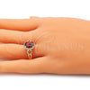 Anillo Multi Piedra 01.210.0122.07 Oro Laminado, Diseño de Corazón, con Granate Zirconia Cubica, Pulido, Tono Dorado (Size 7)
