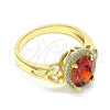Anillo Multi Piedra 01.210.0122.07 Oro Laminado, Diseño de Corazón, con Granate Zirconia Cubica, Pulido, Tono Dorado (Size 7)
