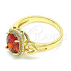Anillo Multi Piedra 01.210.0122.07 Oro Laminado, Diseño de Corazón, con Granate Zirconia Cubica, Pulido, Tono Dorado (Size 7)