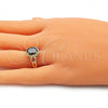 Anillo Multi Piedra 01.210.0122.1.09 Oro Laminado, Diseño de Corazón, con Negro and Blanca Zirconia Cubica, Pulido, Tono Dorado (Size 9)