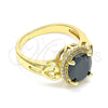 Anillo Multi Piedra 01.210.0122.1.09 Oro Laminado, Diseño de Corazón, con Negro and Blanca Zirconia Cubica, Pulido, Tono Dorado (Size 9)