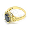Anillo Multi Piedra 01.210.0122.1.09 Oro Laminado, Diseño de Corazón, con Negro and Blanca Zirconia Cubica, Pulido, Tono Dorado (Size 9)