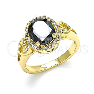 Anillo Multi Piedra 01.210.0122.1.09 Oro Laminado, Diseño de Corazón, con Negro and Blanca Zirconia Cubica, Pulido, Tono Dorado (Size 9)