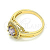 Anillo Multi Piedra 01.210.0123.06 Oro Laminado, con Amatista and Blanca Zirconia Cubica, Pulido, Tono Dorado (Size 6)