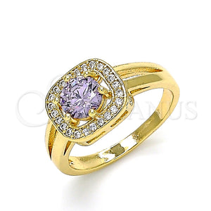 Anillo Multi Piedra 01.210.0123.06 Oro Laminado, con Amatista and Blanca Zirconia Cubica, Pulido, Tono Dorado (Size 6)