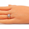 Anillo Multi Piedra 01.210.0123.1.06 Oro Laminado, con Rosado and Blanca Zirconia Cubica, Pulido, Tono Dorado (Size 6)