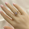 Anillo Multi Piedra 01.210.0123.1.06 Oro Laminado, con Rosado and Blanca Zirconia Cubica, Pulido, Tono Dorado (Size 6)