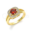 Anillo Multi Piedra 01.210.0123.2.06 Oro Laminado, con Granate and Blanca Zirconia Cubica, Pulido, Tono Dorado (Size 6)