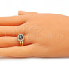 Anillo Multi Piedra 01.210.0123.3.06 Oro Laminado, con Negro and Blanca Zirconia Cubica, Pulido, Tono Dorado (Size 6)