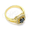 Anillo Multi Piedra 01.210.0123.3.06 Oro Laminado, con Negro and Blanca Zirconia Cubica, Pulido, Tono Dorado (Size 6)