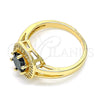 Anillo Multi Piedra 01.210.0123.3.06 Oro Laminado, con Negro and Blanca Zirconia Cubica, Pulido, Tono Dorado (Size 6)