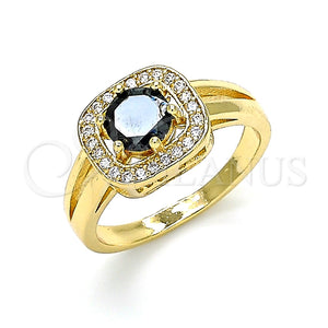 Anillo Multi Piedra 01.210.0123.3.06 Oro Laminado, con Negro and Blanca Zirconia Cubica, Pulido, Tono Dorado (Size 6)