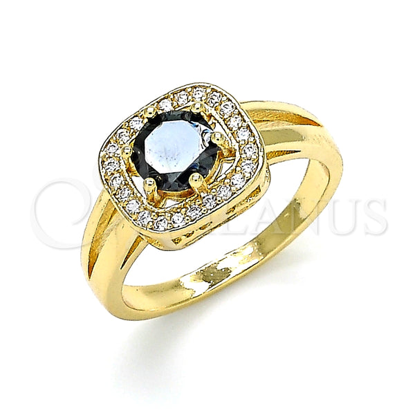 Anillo Multi Piedra 01.210.0123.3.06 Oro Laminado, con Negro and Blanca Zirconia Cubica, Pulido, Tono Dorado (Size 6)
