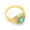 Anillo Multi Piedra 01.210.0123.4.06 Oro Laminado, con Topacio Azul and Blanca Zirconia Cubica, Pulido, Tono Dorado (Size 6)