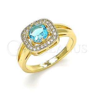 Anillo Multi Piedra 01.210.0123.4.06 Oro Laminado, con Topacio Azul and Blanca Zirconia Cubica, Pulido, Tono Dorado (Size 6)