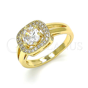 Anillo Multi Piedra 01.210.0123.5.06 Oro Laminado, con Blanca Zirconia Cubica, Pulido, Tono Dorado (Size 6)