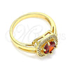 Anillo Multi Piedra 01.210.0123.2.07 Oro Laminado, con Granate and Blanca Zirconia Cubica, Pulido, Tono Dorado (Size 7)