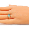 Anillo Multi Piedra 01.210.0123.4.07 Oro Laminado, con Topacio Azul and Blanca Zirconia Cubica, Pulido, Tono Dorado (Size 7)