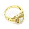 Anillo Multi Piedra 01.210.0123.5.07 Oro Laminado, con Blanca Zirconia Cubica, Pulido, Tono Dorado (Size 7)