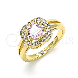 Anillo Multi Piedra 01.210.0123.1.08 Oro Laminado, con Rosado and Blanca Zirconia Cubica, Pulido, Tono Dorado (Size 8)