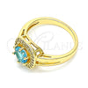 Anillo Multi Piedra 01.210.0123.4.08 Oro Laminado, con Topacio Azul and Blanca Zirconia Cubica, Pulido, Tono Dorado (Size 8)