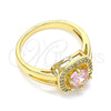Anillo Multi Piedra 01.210.0123.1.09 Oro Laminado, con Rosado and Blanca Zirconia Cubica, Pulido, Tono Dorado (Size 9)