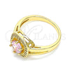 Anillo Multi Piedra 01.210.0123.1.09 Oro Laminado, con Rosado and Blanca Zirconia Cubica, Pulido, Tono Dorado (Size 9)