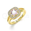 Anillo Multi Piedra 01.210.0123.1.09 Oro Laminado, con Rosado and Blanca Zirconia Cubica, Pulido, Tono Dorado (Size 9)