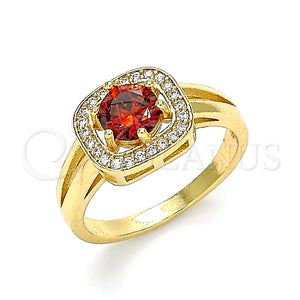 Anillo Multi Piedra 01.210.0123.2.09 Oro Laminado, con Granate and Blanca Zirconia Cubica, Pulido, Tono Dorado (Size 9)