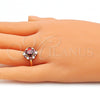 Anillo Multi Piedra 01.210.0124.1.06 Oro Laminado, Diseño de Gota, con Granate and Blanca Zirconia Cubica, Pulido, Tono Dorado (Size 6)