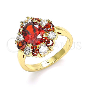 Anillo Multi Piedra 01.210.0124.1.06 Oro Laminado, Diseño de Gota, con Granate and Blanca Zirconia Cubica, Pulido, Tono Dorado (Size 6)