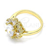 Anillo Multi Piedra 01.210.0124.2.06 Oro Laminado, Diseño de Gota, con Blanca Zirconia Cubica, Pulido, Tono Dorado (Size 6)