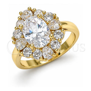 Anillo Multi Piedra 01.210.0124.2.06 Oro Laminado, Diseño de Gota, con Blanca Zirconia Cubica, Pulido, Tono Dorado (Size 6)