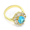 Anillo Multi Piedra 01.210.0124.07 Oro Laminado, Diseño de Gota, con Topacio Azul and Blanca Zirconia Cubica, Pulido, Tono Dorado (Size 7)