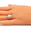 Anillo Multi Piedra 01.210.0124.2.07 Oro Laminado, Diseño de Gota, con Blanca Zirconia Cubica, Pulido, Tono Dorado (Size 7)