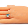 Anillo Multi Piedra 01.210.0124.08 Oro Laminado, Diseño de Gota, con Topacio Azul and Blanca Zirconia Cubica, Pulido, Tono Dorado (Size 8)