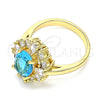 Anillo Multi Piedra 01.210.0124.08 Oro Laminado, Diseño de Gota, con Topacio Azul and Blanca Zirconia Cubica, Pulido, Tono Dorado (Size 8)