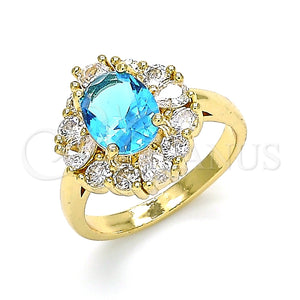Anillo Multi Piedra 01.210.0124.08 Oro Laminado, Diseño de Gota, con Topacio Azul and Blanca Zirconia Cubica, Pulido, Tono Dorado (Size 8)